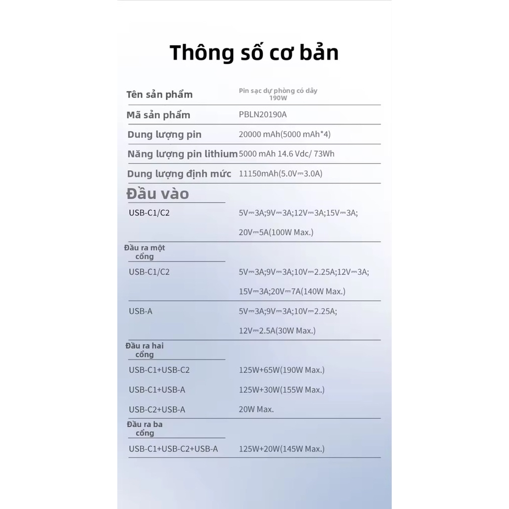 Thinkplus Lenovo Lingxun 190W 20k, Sạc Laptop Điện Thoại, Chứng Nhận 3C, Hàng Chính Hãng | BigBuy360 - bigbuy360.vn