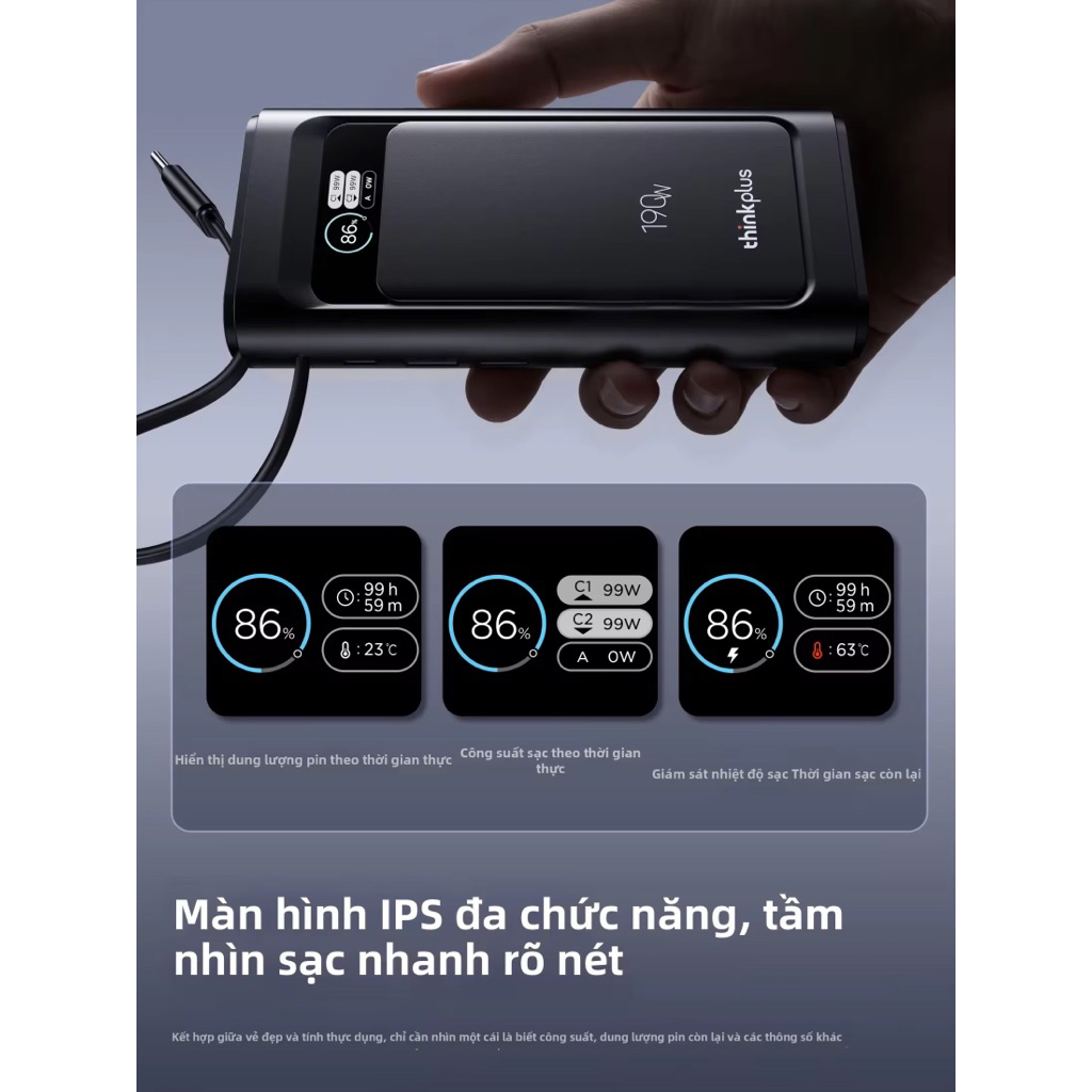 Thinkplus Lenovo Lingxun 190W 20k, Sạc Laptop Điện Thoại, Chứng Nhận 3C, Hàng Chính Hãng | BigBuy360 - bigbuy360.vn