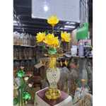 [TẶNG BÓNG LED] Set 2 Đèn Thờ Hoa Sen Lưu Ly 5 Bông Cao Lá Xanh 81cm Bụng Gốm Hoa Rủ Trang Trí Bàn Thờ cao cấp — ảnh 2