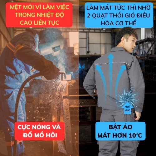 Áo điều hòa Nhật Bản Akita 18V, dùng liên tục 12-14h, dùng thử 15 ngày miễn phí, bảo hành 12 tháng