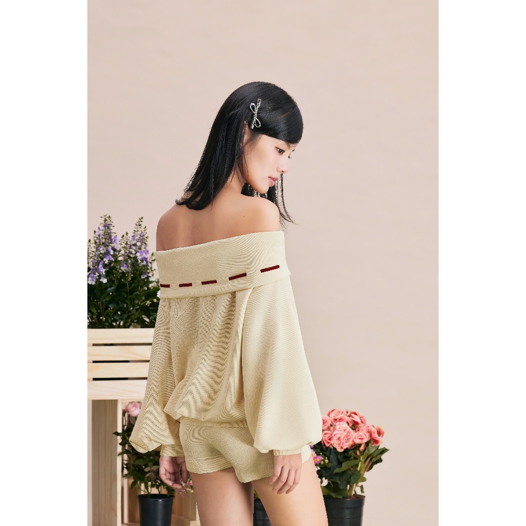 (Bán lẻ) Set Bộ Nữ Jiemia Áo Kiểu Tay Dài Kèm Quần Ngắn SECODEE