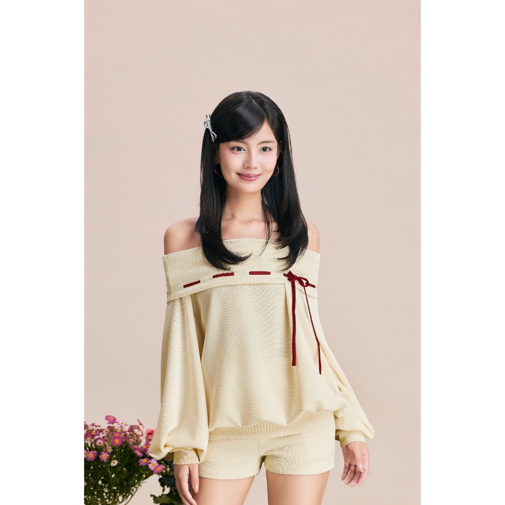(Bán lẻ) Set Bộ Nữ Jiemia Áo Kiểu Tay Dài Kèm Quần Ngắn SECODEE