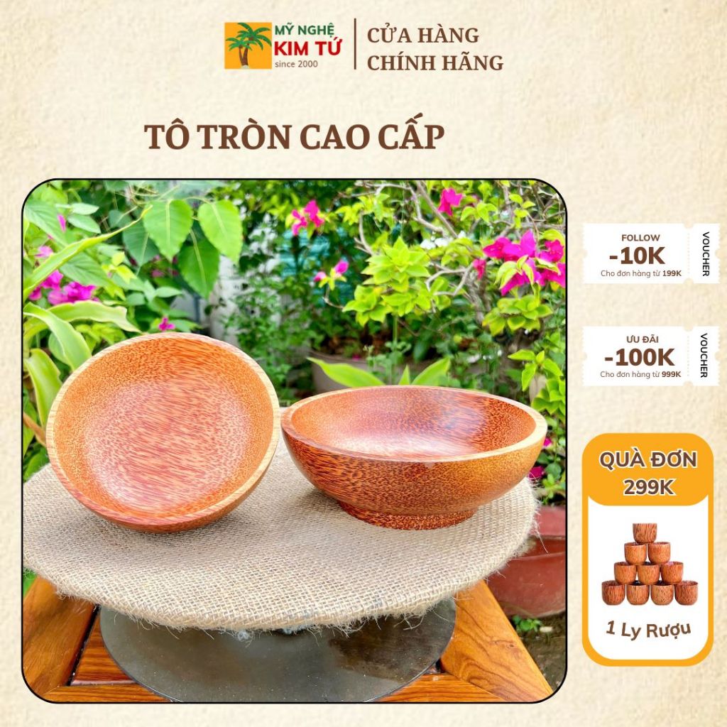 Tô Tròn Gỗ Dừa Đa Năng Cao Cấp, Dùng Trong Nhà Bếp, Spa, Đựng Đồ Khô, Trái Cây, Đắp Mặt Nạ – KIM TỨ Thủ Công Bến Tre