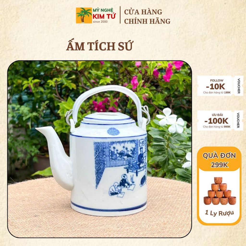 Ấm Tích Ủ Chè Xanh, Ấm Tích Gốm Sứ Bát Tràng, Ấm Tích Sứ CAO CẤP, Ấm Tích Hãm Trà Xanh, Ấm Tích Pha Trà, Giao Hoa