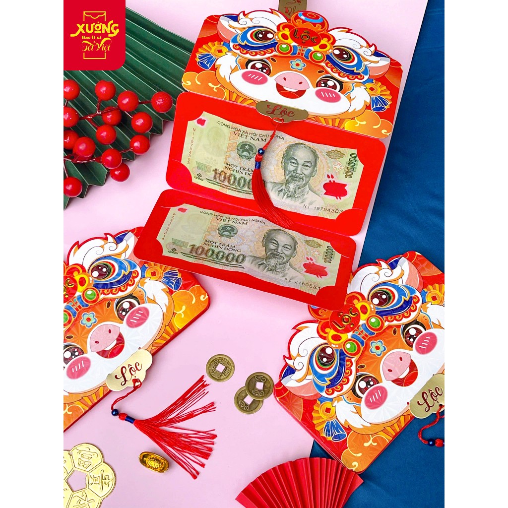 Lì Xì Ngăn Bao Lì Xì Tết 2-6-10 Ngăn Thần Tài Ngựa Đầu Lân Năm Mới Hot Trend 2026  - PUPU HOUSE
