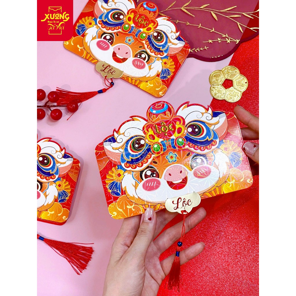 Lì Xì Ngăn Bao Lì Xì Tết 2-6-10 Ngăn Thần Tài Ngựa Đầu Lân Năm Mới Hot Trend 2026  - PUPU HOUSE