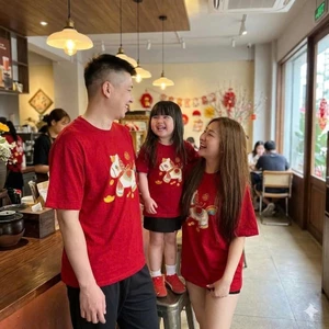 Mẫu mới Áo thun tết Bính Ngọ mẫu mới chất thun cotton mềm mịn thoáng mát co dãn tốt