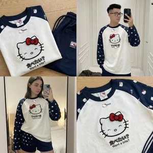 Áo tay dài long sleeve Lì Kitty boxy, chất vải cotton dày dặn, hình thêu xù chuẩn xịn, form boxy nam nữ