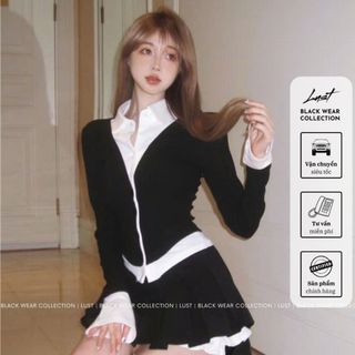 Set đồ nữ thiết kế áo croptop phối trắng kết hợp chân váy tennis xếp ly LUST Set váy nữ umi T947