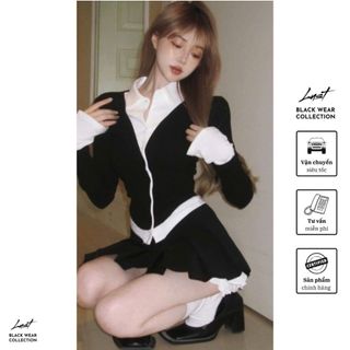 Set đồ nữ thiết kế áo croptop phối trắng kết hợp chân váy tennis xếp ly LUST Set váy nữ umi T947