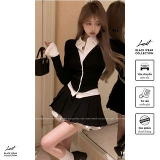 Set đồ nữ thiết kế áo croptop phối trắng kết hợp chân váy tennis xếp ly LUST Set váy nữ umi T947