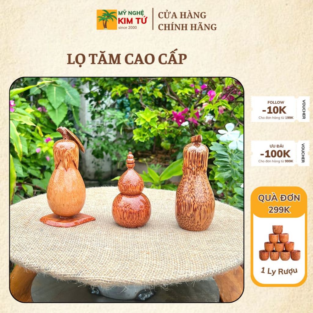 Lọ Tăm Gỗ Dừa Hình Hồ Lô, Trái Cà, Hộp Đựng Tăm Thủ Công Mỹ Nghệ Trang Trí Bàn Ăn, Đựng Tăm Nhỏ Gọn Tiện Lợi - KIM TỨ
