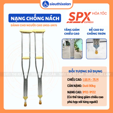 [HỎA TỐC] Nạng Chống Nách Cho Người Cao 1m55-1m75 Chất Liệu Inox/Nhôm Có Đế Cao Su Chống Trơn Trượt