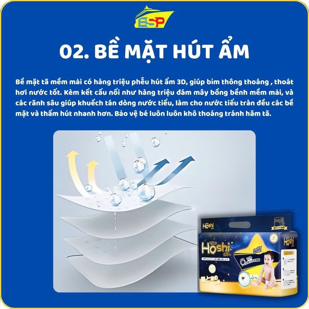 (XẢ KHO) Bỉm/Tã quần cho trẻ sơ sinh Tiny Hoshi size M44/L42/XL38/2XL36/3XL34/4XL32 - 23HShopPremium