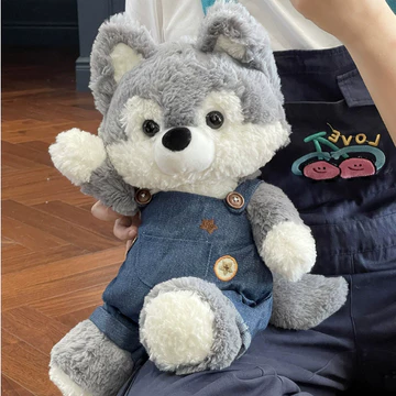 Gấu Bông Chó Husky Yếm, Gấu Bông Chạy Bộ, Thú Nhồi Bông Hình Cáo size 40cm, Gấu Bông Dễ Thương