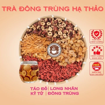 COMBO 30 Gói Trà Thảo Mộc Đông Trùng Hạ Thảo Tứ Vị (Đông Trùng Hạ Thảo, Táo Đỏ, Long Nhãn, Kỷ Tử)