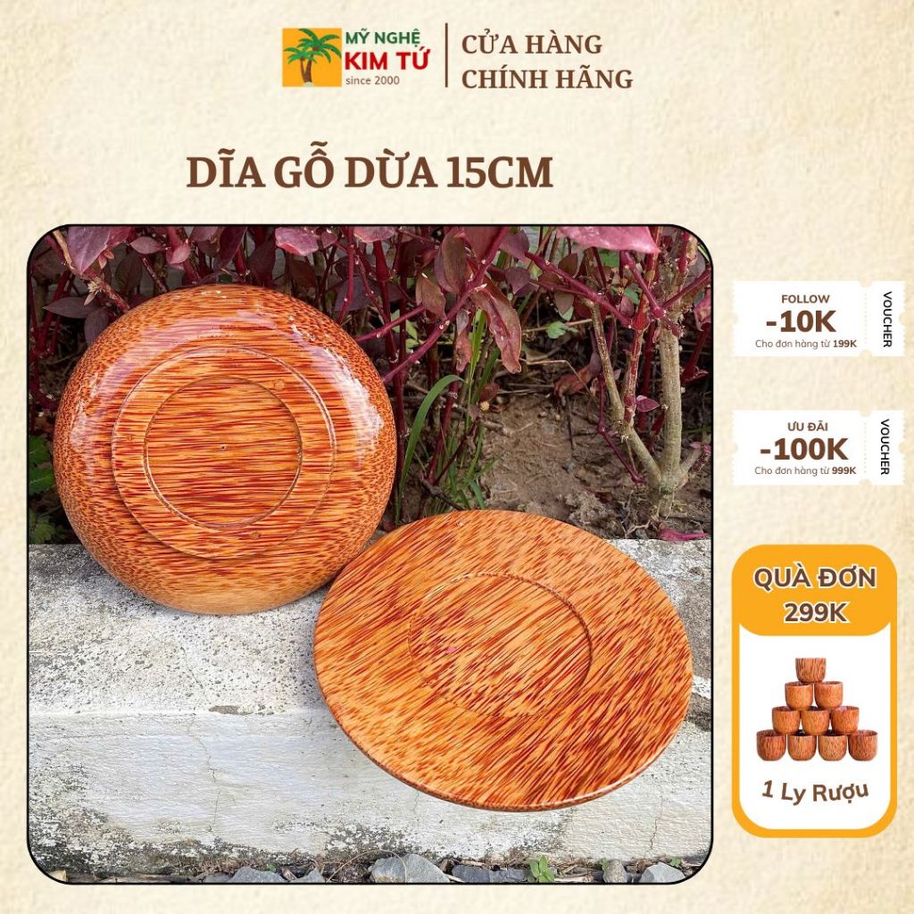 Dĩa Gỗ Dừa Nhỏ 15cm Và 18cm Đựng Trái Cây, Bánh Kẹo Đa Năng, Decor Bàn Tiệc, Quà Tặng Cao Cấp Đậm Chất Miền Tây - KIM TỨ