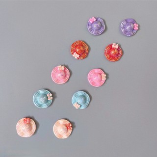 Charm gắn dép: Set charm Mũ rơm Pastel- Phụ kiện DIY dễ thương- Set 5 sắc màu