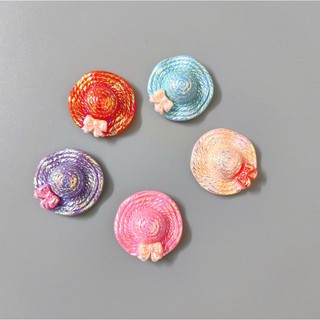 Charm gắn dép: Set charm Mũ rơm Pastel- Phụ kiện DIY dễ thương- Set 5 sắc màu