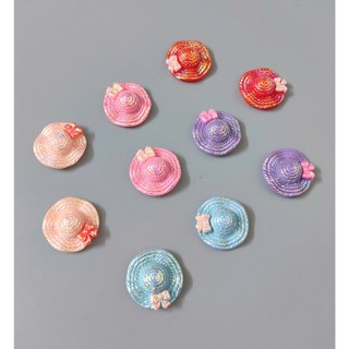 Charm gắn dép: Set charm Mũ rơm Pastel- Phụ kiện DIY dễ thương- Set 5 sắc màu