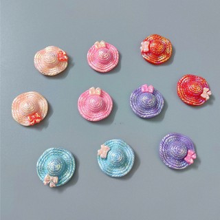Charm gắn dép: Set charm Mũ rơm Pastel- Phụ kiện DIY dễ thương- Set 5 sắc màu