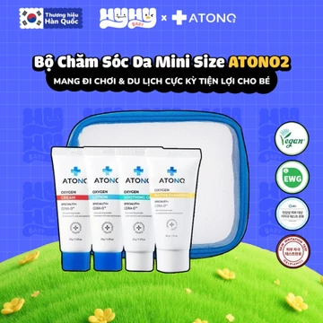 Bộ Sản Phẩm Chăm Sóc Da Cho Bé ATONO2 Hàn Quốc Size Mini, Sữa Tắm Gội, Kem Chống Hăm, Kem Dịu Da, Kem Dưỡng Ẩm Da