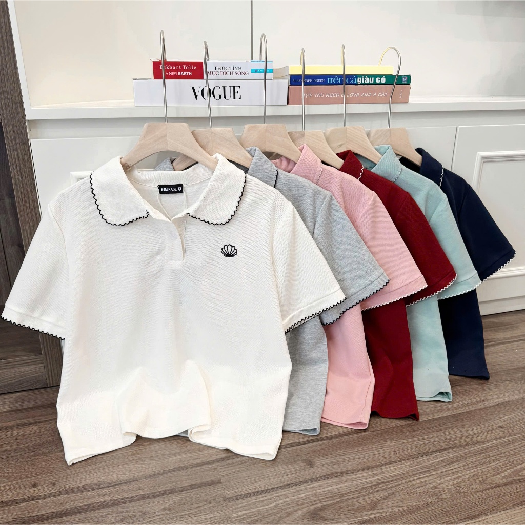 Áo Polo Mirage Thêu Chữ Form Basic Màu Pastel Hot Trend Chất Vải Mềm Mịn Thoáng Mát.
