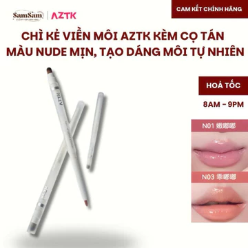BÚT VIỀN MÔI AZTK 2 ĐẦU – CÓ CỌ TÁN | CHÌ KẺ VIỀN MÔI TỰ NHIÊN, MỊN MÔI, KHÔNG KHÔ