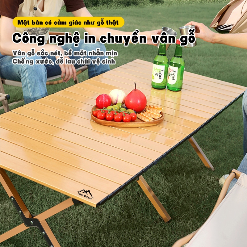 WTHB Outdoor Bàn gấp gọn camping, Siêu bền & Chịu nhiệt & Kháng ăn mòn - Lý Tưởng cho dã ngoại, cắm trại, câu cá