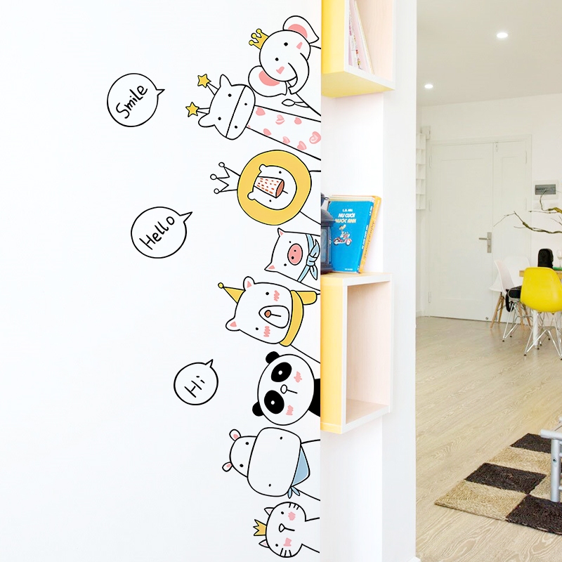 Decal Dán Tường Trẻ Em Thú Cưng Hoạt Hình Có Keo Sẵn 147x36cm - Trang Trí Phòng Ngủ Kệ Tủ Cầu Thang
