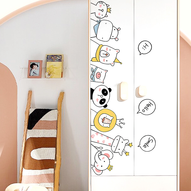 Decal Dán Tường Trẻ Em Thú Cưng Hoạt Hình Có Keo Sẵn 147x36cm - Trang Trí Phòng Ngủ Kệ Tủ Cầu Thang