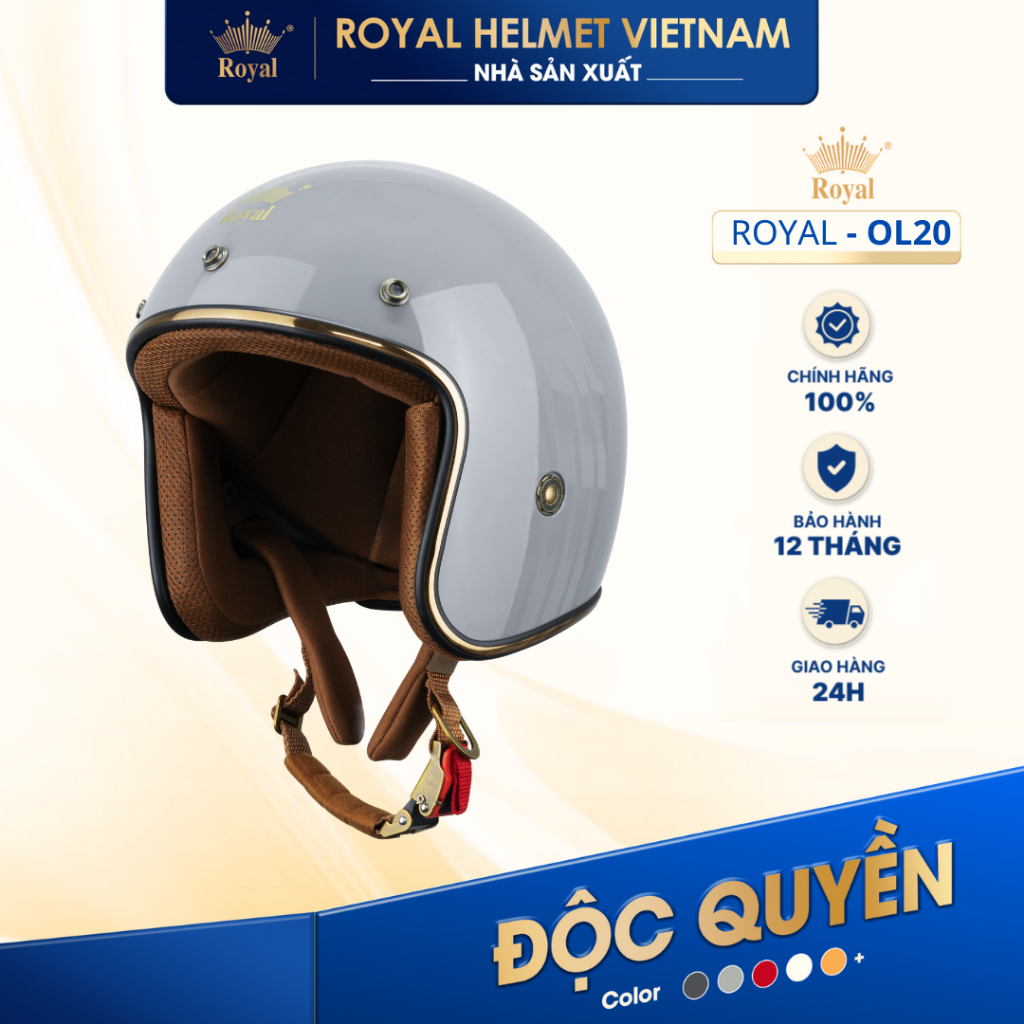 [NHÀ SẢN XUẤT] Mũ Bảo Hiểm 3/4 Royal OL20 Không Kính Chính Hãng Cho Nam Nữ Bán Chạy