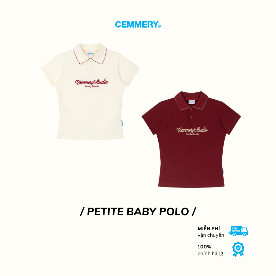 Áo Baby Polo CEMMERY Local Brand Chính Hãng Petite Polo Tee Vải Cotton 2 Chiều Cổ Thêu Viền 2 Màu