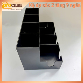 Kệ nhựa PP 2 tầng 9 ngăn dùng úp cốc cho quán trà cà phê take away - phụ kiện quầy bar