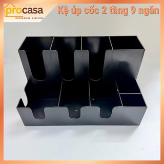 Kệ nhựa PP 2 tầng 9 ngăn dùng úp cốc cho quán trà cà phê take away - phụ kiện quầy bar