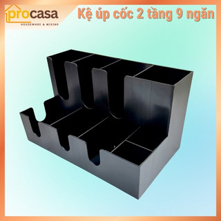 Kệ nhựa PP 2 tầng 9 ngăn dùng úp cốc cho quán trà cà phê take away - phụ kiện quầy bar