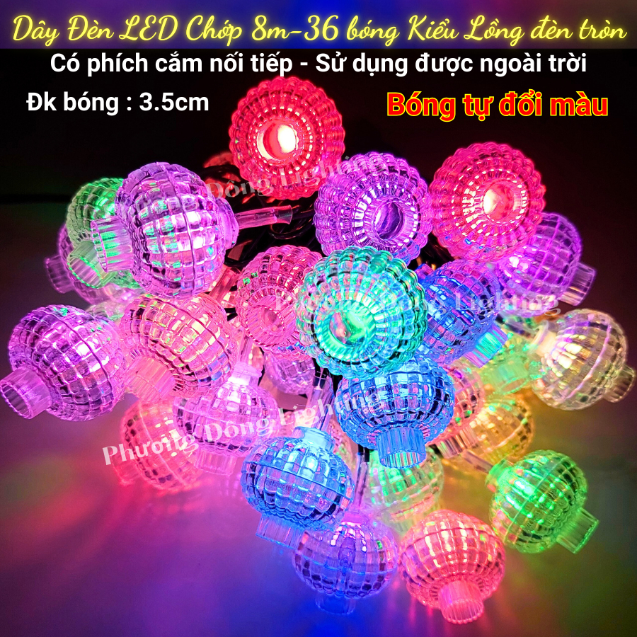 Dây đèn LED Chớp 8m - 36 bóng kiểu Hoa mai Có Phích cắm nối tiếp Trang trí Lễ Tết treo Cây Mai Cây Đào
