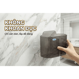 Hộp Đũa Muỗng dán tường trong suốt, kệ đựng bàn chải, kem đánh răng-dutha có lỗ thoát nước vệ sinh T.HD1