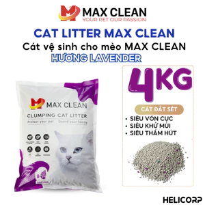Cát Mèo, Cát Vệ Sinh Cho Mèo Hương LAVENDER 4KG Max Clean - HeLiCorp