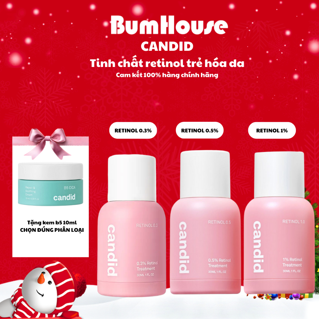 Hoạt Chất Retinol 1.0% /0.5%/0.3% Hỗ Trợ Tái Tạo Làn Da & Cải Thiện Nếp Nhăn CANDID Retinol Treatment 30ml