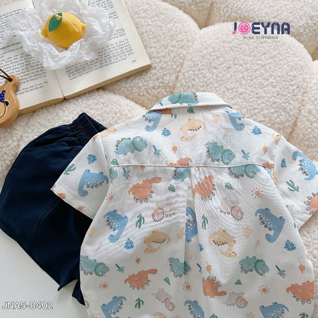 Joeyna Jna5-B402 Set bộ sơ mi cộc họa tiết khủng long