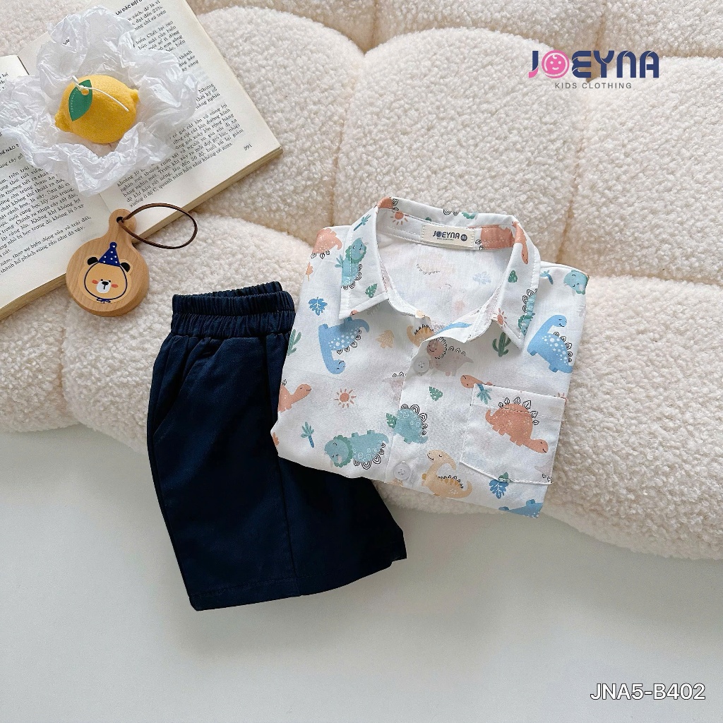 Joeyna Jna5-B402 Set bộ sơ mi cộc họa tiết khủng long