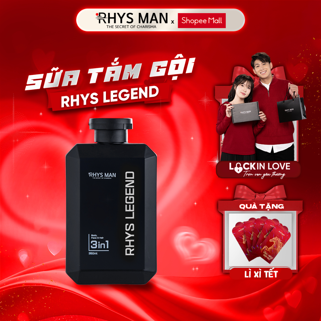 Sữa tắm gội nam 3in1 RHYS MAN hương nước hoa Rhys Legend 350ml