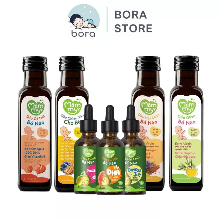 Dầu ăn dặm Mămmy 30ml/ 100ml, dầu Olive, dầu cá hồi, dầu hạt lanh cho bé 6m+
