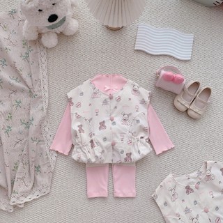 Quần áo trẻ em, Bộ nỉ 3 chi tiết bé gái gile thỏ 9-26kg S2119 Tiểu Yến KID
