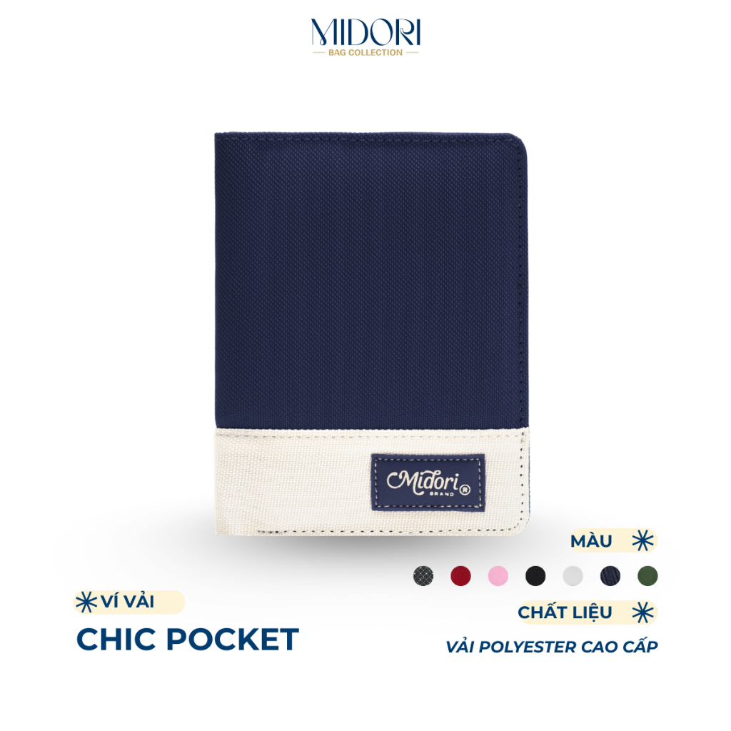 Ví Vải Đứng Nam Nữ Chic Pocket Bóp Đựng Tiền Thẻ Nhiều Ngăn Polyester Cao Cấp| MIDORI BAG COLLECTION