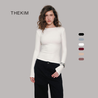 THEKIM Áo thun tăm cotton dài tay cổ tròn nhiều màu , áo giữ nhiệt dài tay basic AD119 dáng thường