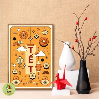 Tranh Canvas Treo Tường Chủ Đề Ngày Tết, Mừng Năm Mới BH218 - Đồ Decor, Trang Trí Tết Cho Quán Nước, Nhà Hàng, Homestay