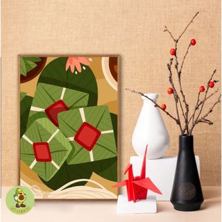 Tranh Canvas Treo Tường Chủ Đề Ngày Tết, Mừng Năm Mới BH218 - Đồ Decor, Trang Trí Tết Cho Quán Nước, Nhà Hàng, Homestay