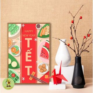 Tranh Canvas Treo Tường Chủ Đề Ngày Tết, Mừng Năm Mới BH218 - Đồ Decor, Trang Trí Tết Cho Quán Nước, Nhà Hàng, Homestay
